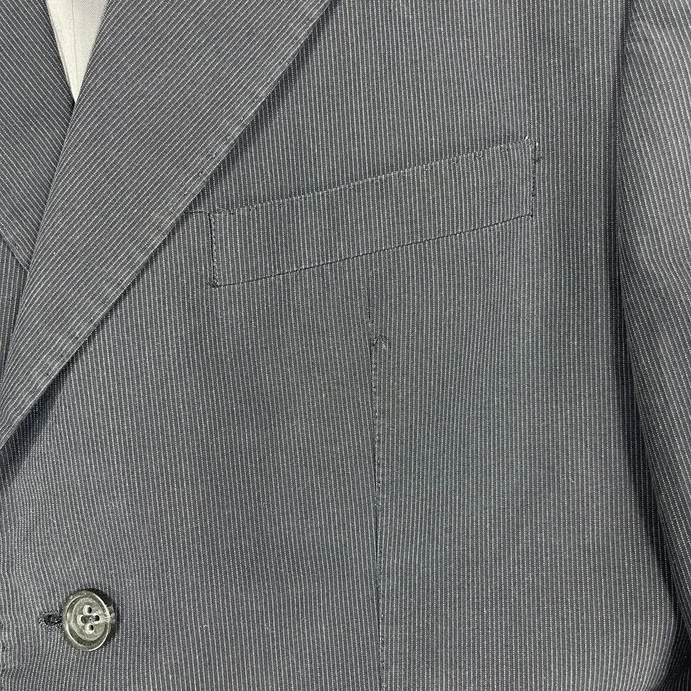 Banana Republic Blazer Jacket Mens 44R Black Pinstripe Business Single Breasted